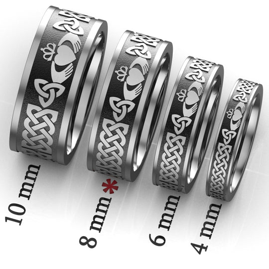 Titanium Claddagh Wedding Ring UCL1-TITAN8M-FLAT