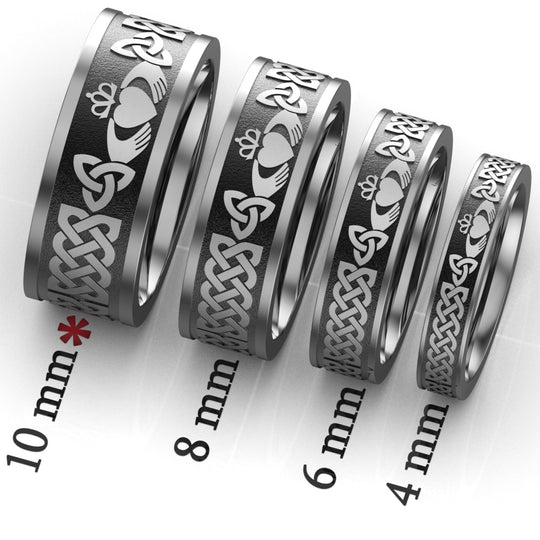 Titanium Claddagh Wedding Ring UCL1-TITAN10M-FLAT